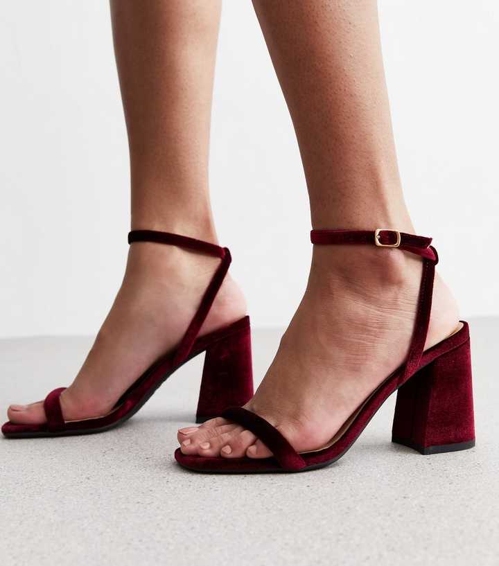 burgundy low heel sandals