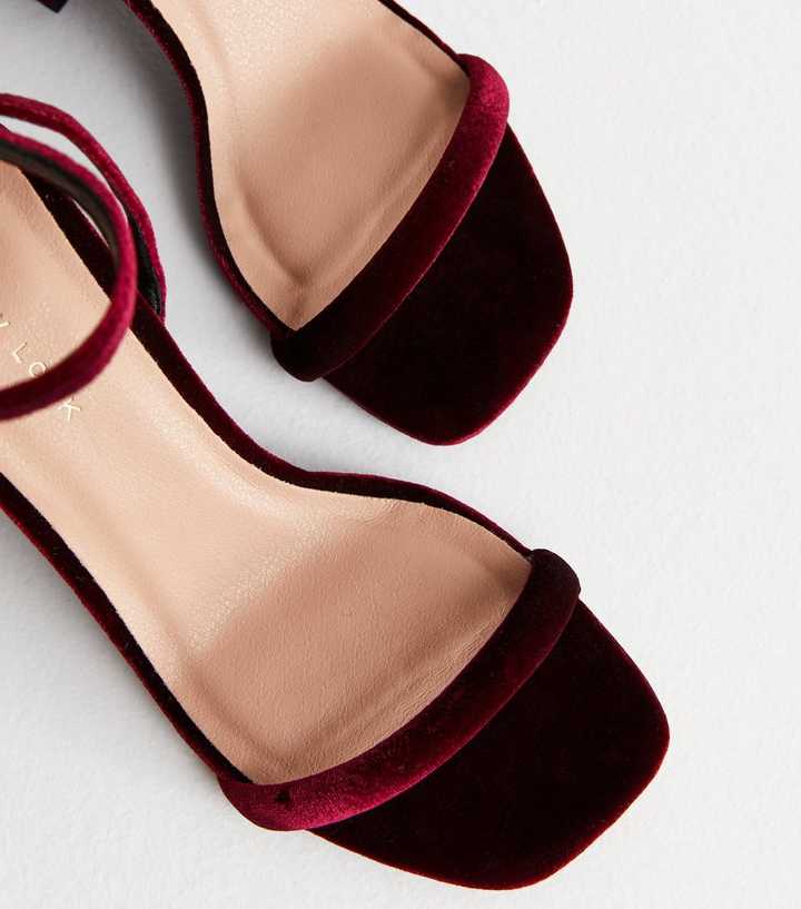 burgundy low heel sandals