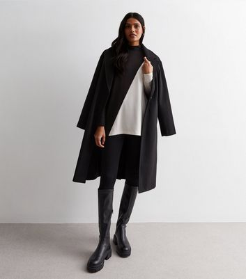 Black Colour Block Fine Knit High Neck Top New Look