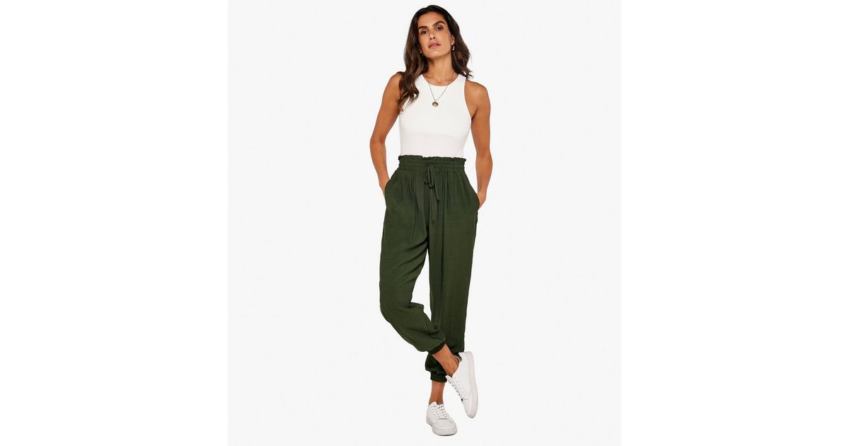 Apricot Dark Green High Waist Cuffed Trousers New Look