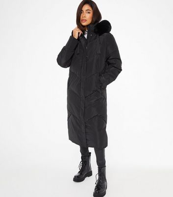 New look black parka coat best sale