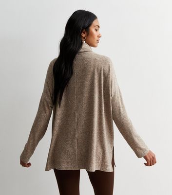 Camel Knit Front Seam Boxy Jumper New Look