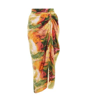 QUIZ Multicolour Marble Ruched Midaxi Skirt New Look
