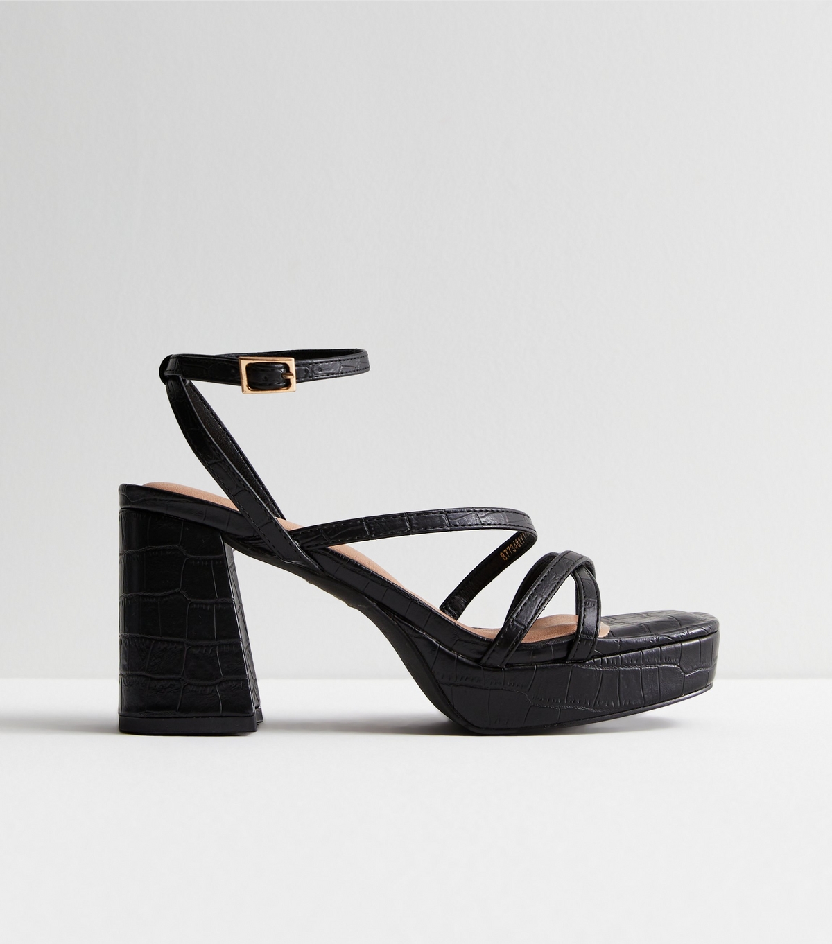 Women's Black Leather-Look Platform Block Heel Sandals New Look