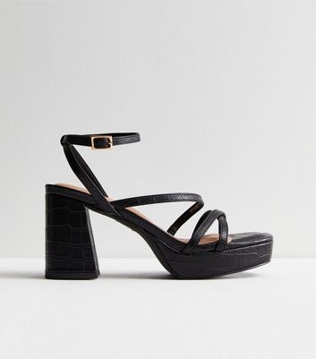 Black block heel platform sandals best sale