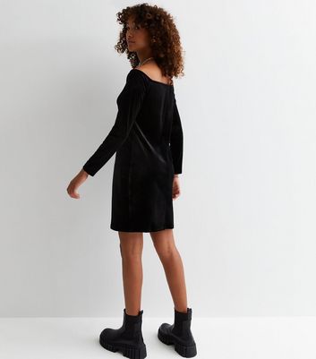 Girls black sales velvet dress