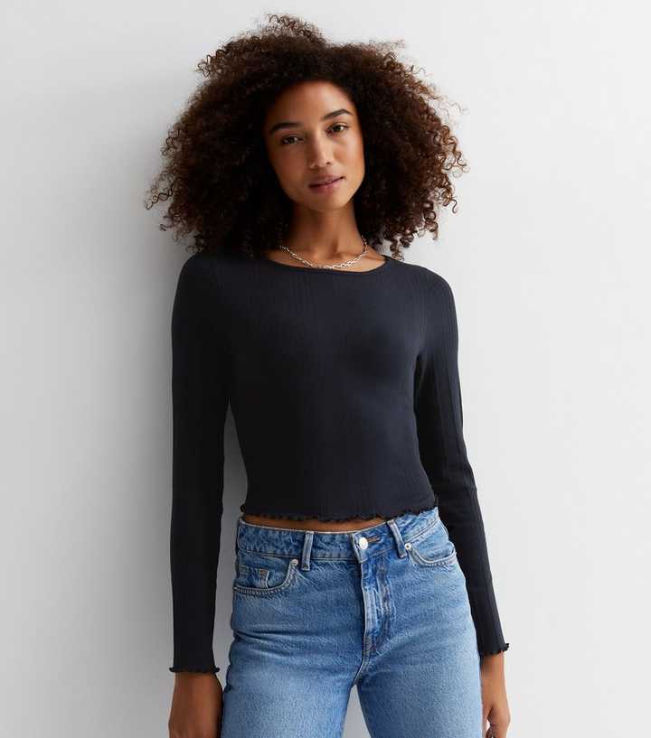 new look black long sleeve top