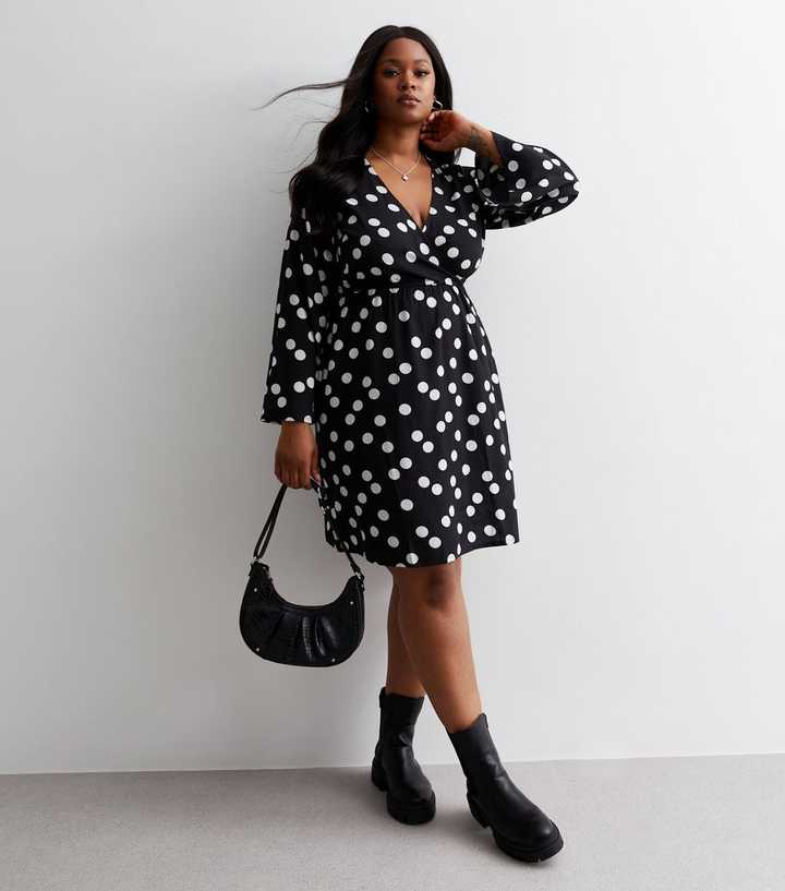 new look polka dot wrap dress