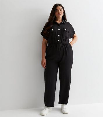 Curves Black Pocket Utility Jumpsuit New Look