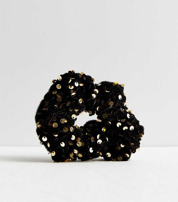 Gold Sequin Velvet Scrunchie