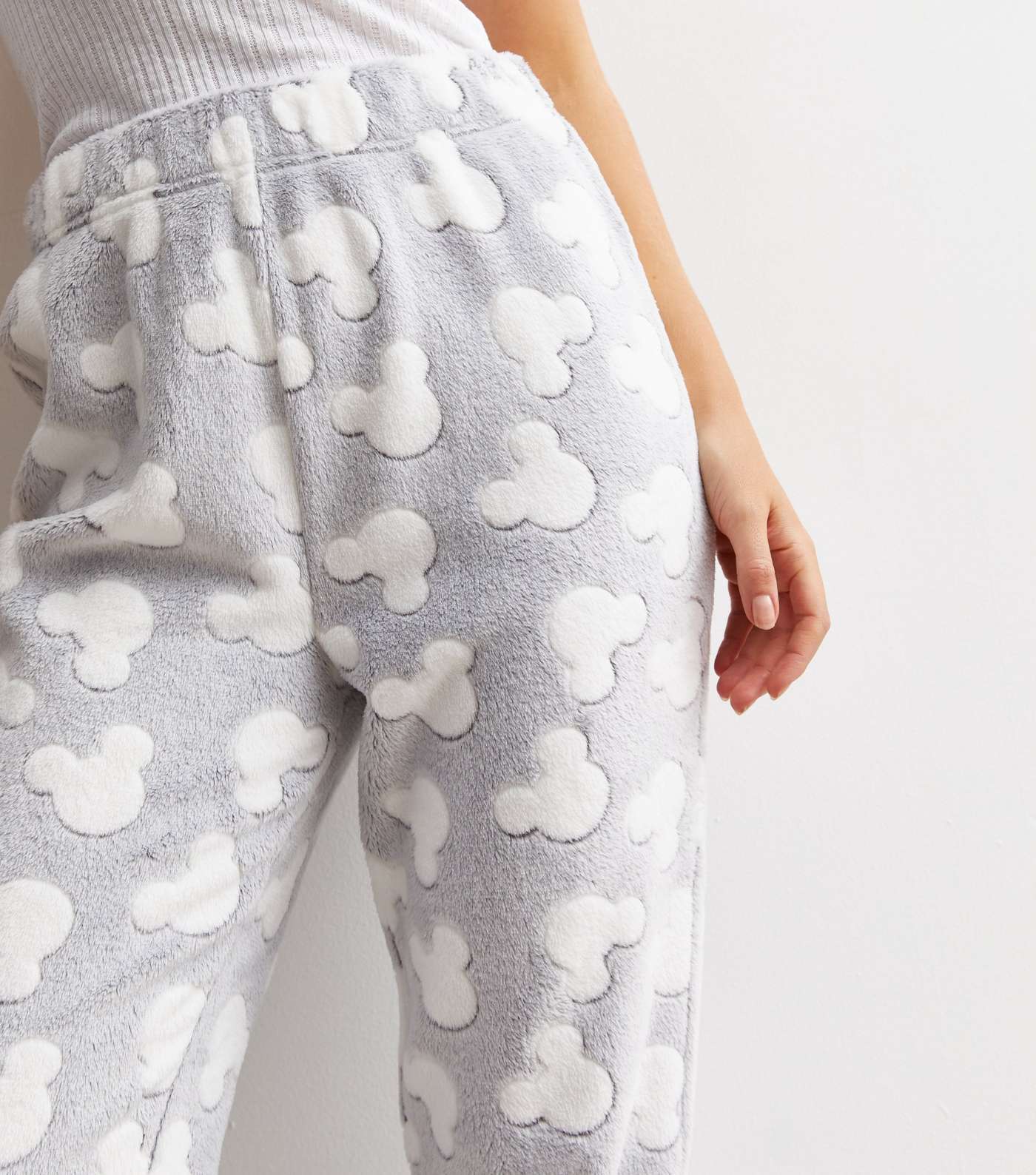 Light Grey Disney Mickey Mouse Fleece Pyjama Trousers Image 3