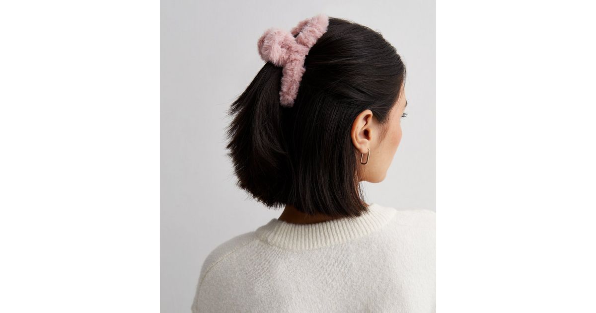Pink Fluffy Bulldog Hair Clip New Look