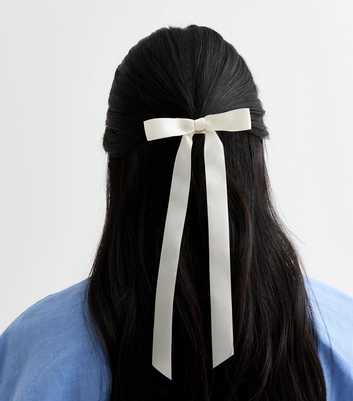 Cream Satin Bow Hair Band