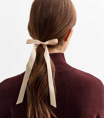 Camel Satin Bow Hair Band