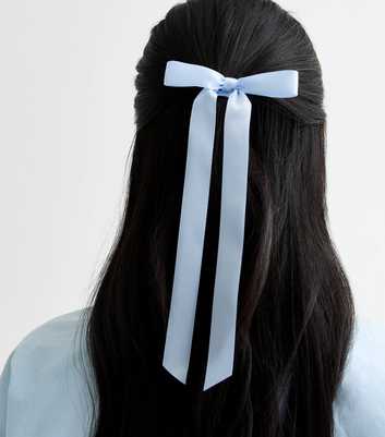 Pale Blue Satin Bow Hair Band