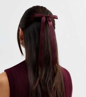 Burgundy Satin Bow Hair Band