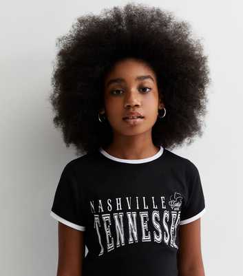 Girls Black Nashville Logo T-Shirt