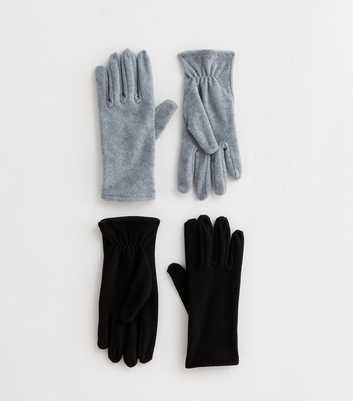 2 Pack Black and Grey Fleece Gloves