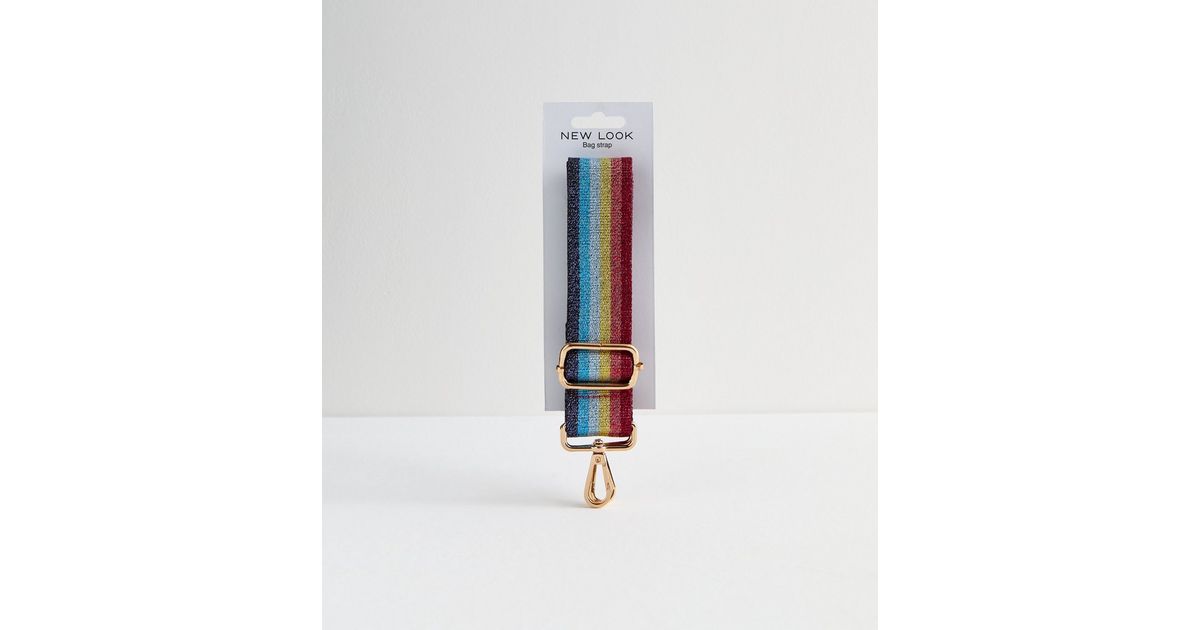 Multicoloured Glitter Stripe Bag Strap New Look