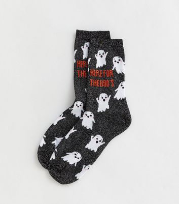 Black Halloween Ghost Socks | New Look