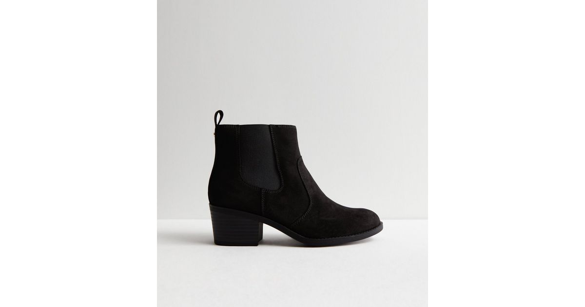 block heel suedette chelsea boots