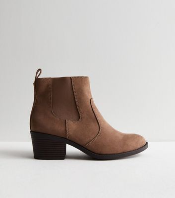 block heel suedette chelsea boots