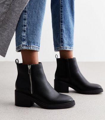 Block heel zip hot sale side ankle boots