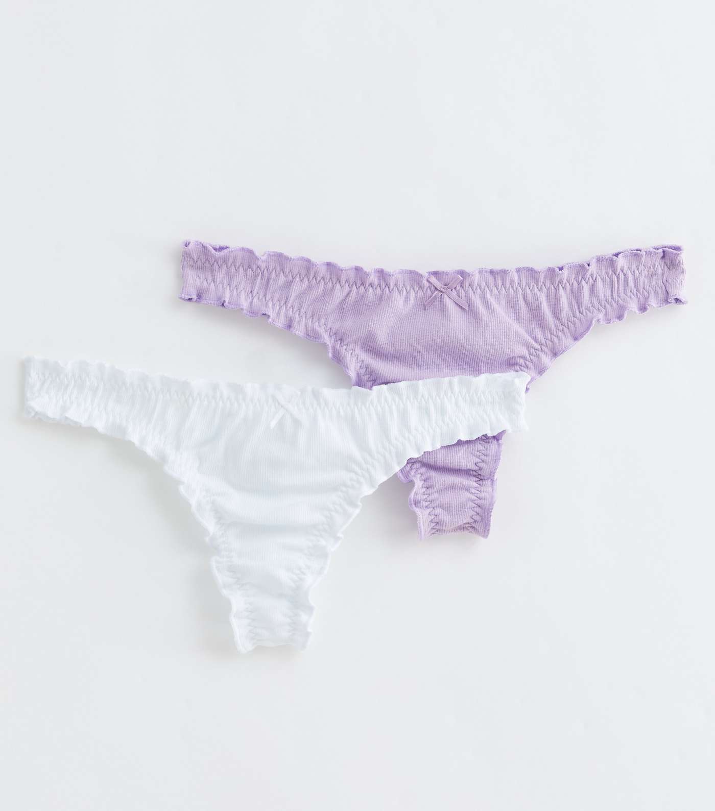2 Pack Lilac and White Cotton Frill Thongs Image 5