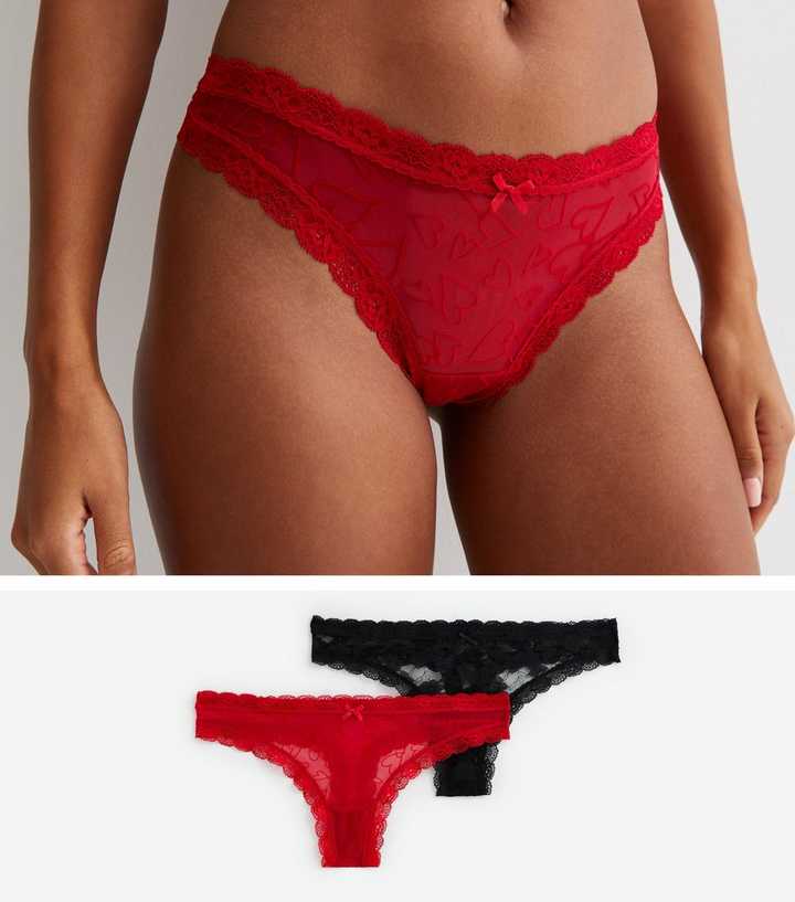 2-pack Lace Brazilian Briefs - Red - Ladies