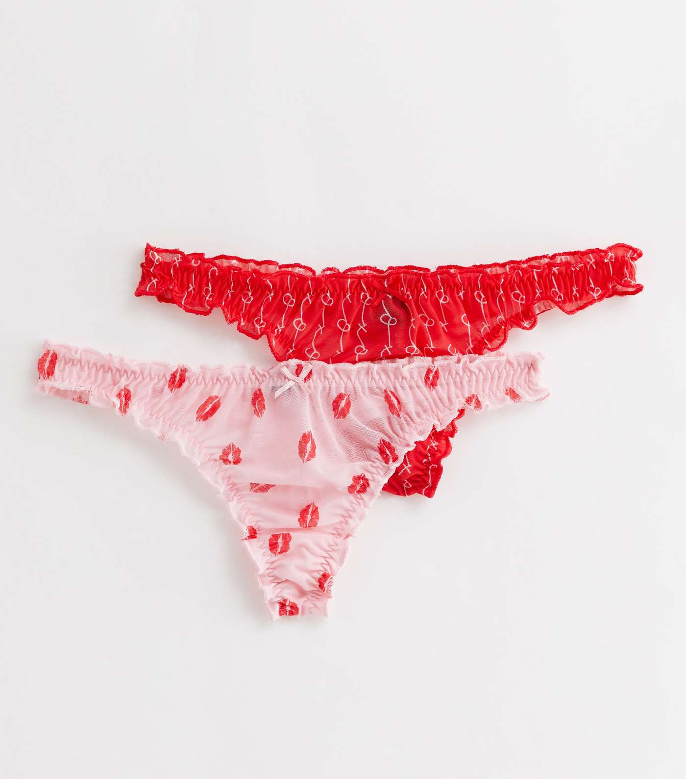 2 Pack Red and Pink Lips Print Thongs Image 5