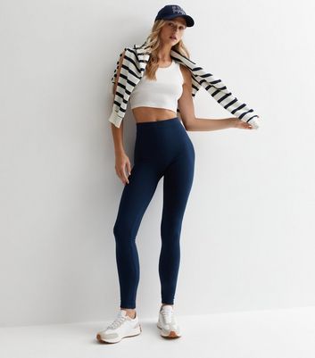 Navy Fleece Leggings | New Look