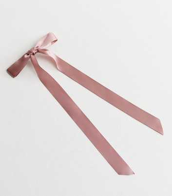 Pink Satin Bow Barrette Hair Clip