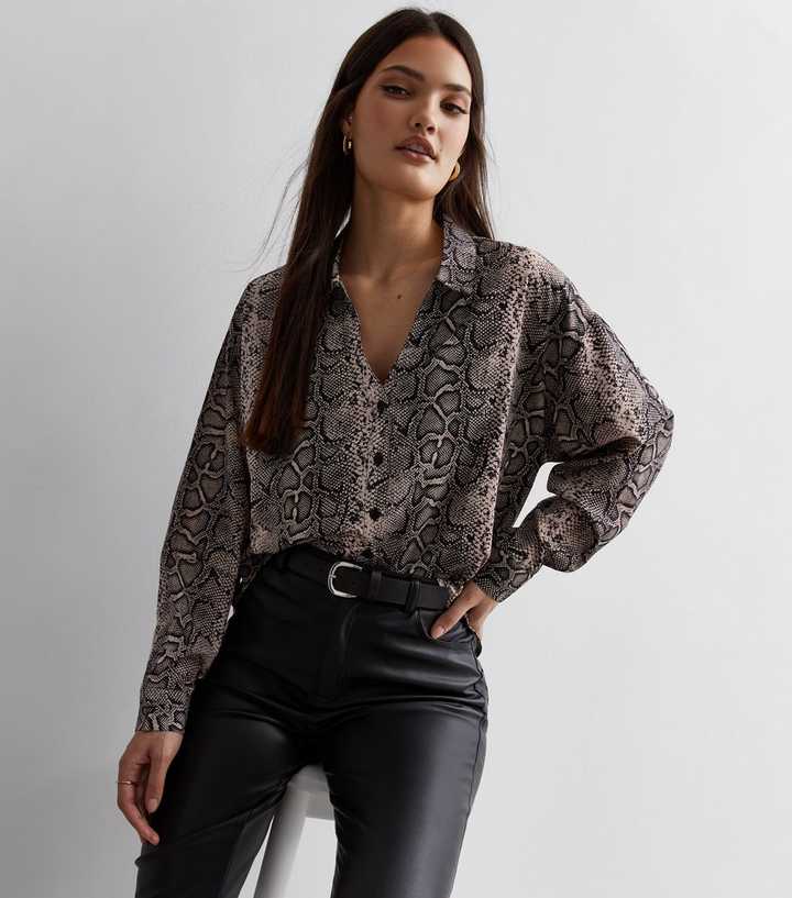 snakeskin blouse new look