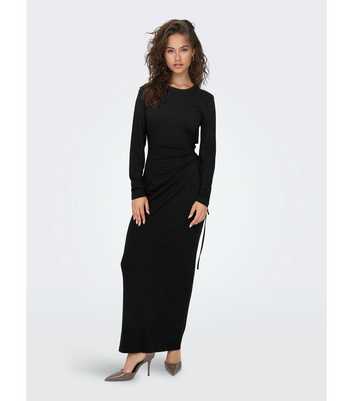 ONLY Black Cotton Tie Side Maxi Dress