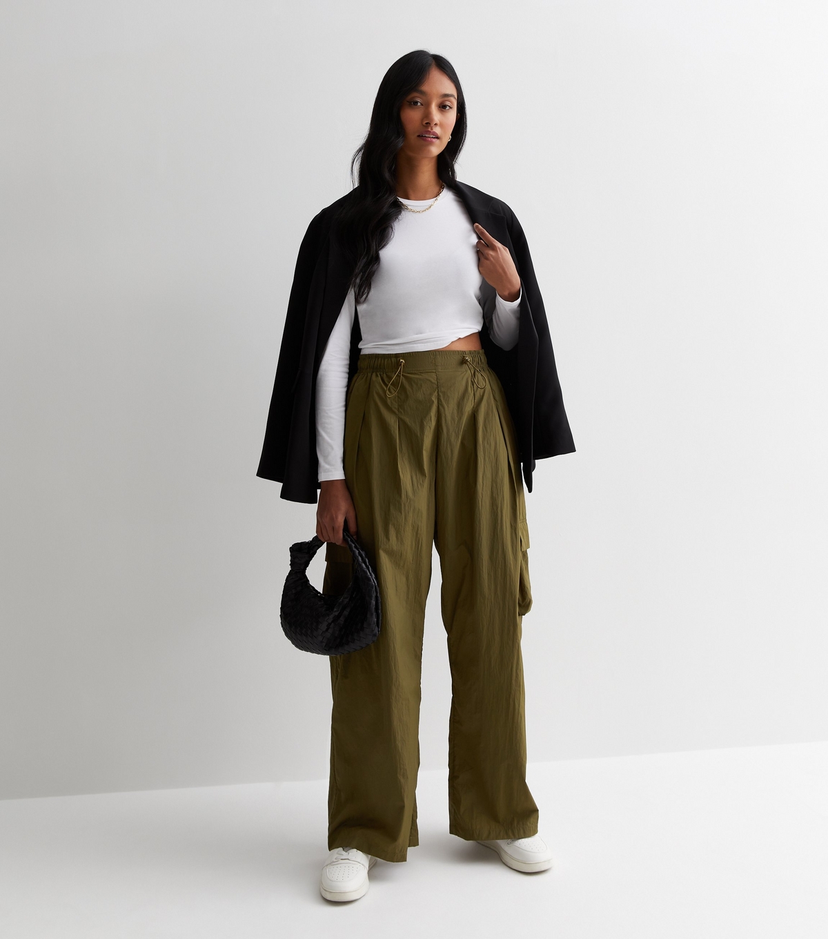 Women's Olive Wide Leg Cargo Trousers ONLY New Look