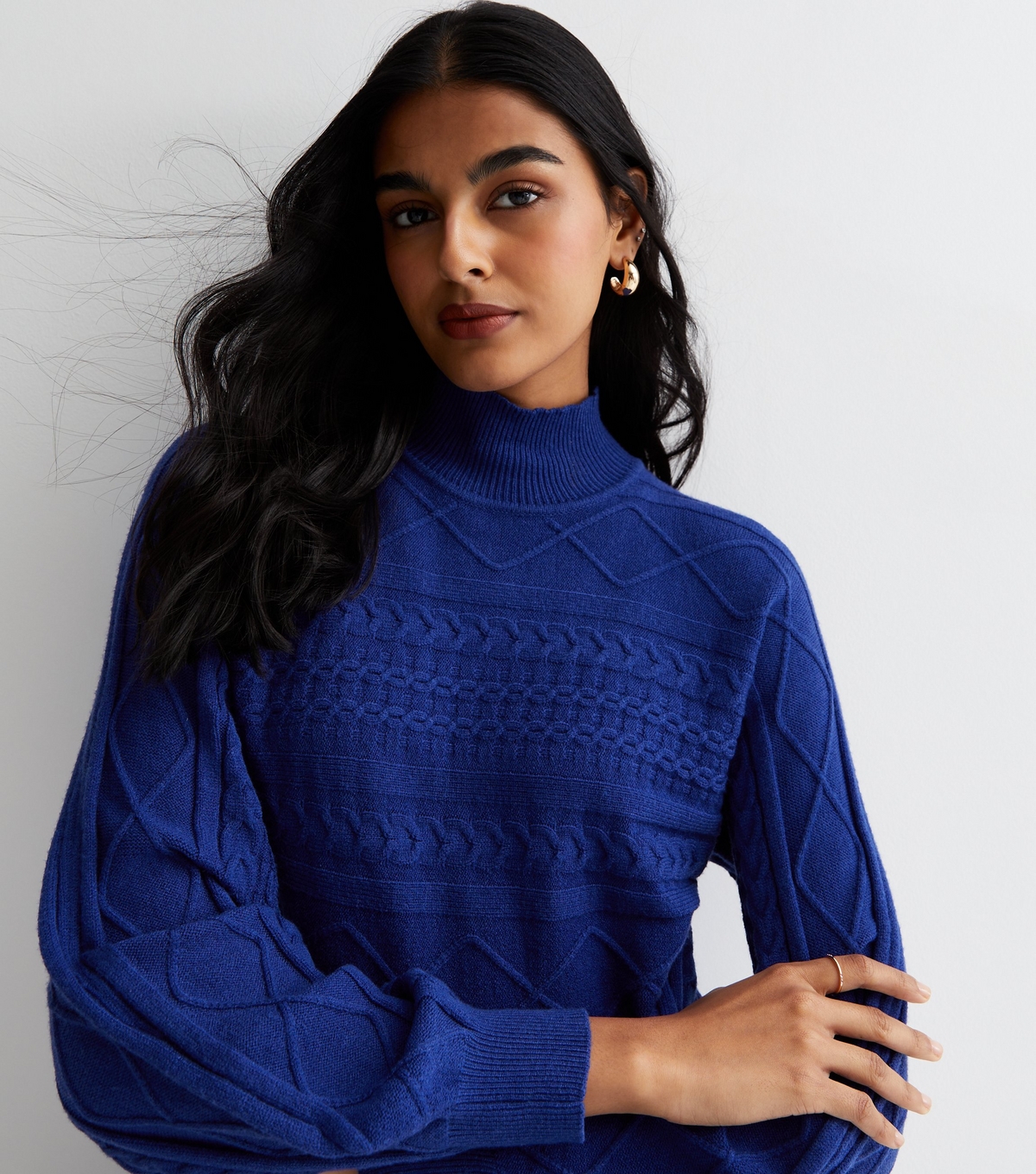 Women's Bright Blue Knit Batwing Jumper Sunshine Soul New Look