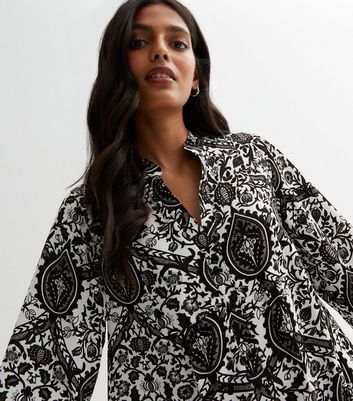 Cameo Rose Black Paisley Mini Smock Dress New Look