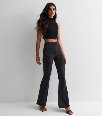 Black flared hot sale cropped trousers