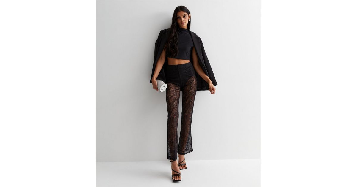 ONLY Black Lace Flared Trousers | New Look