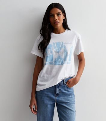 White Cotton Oversized Chicago Logo T-Shirt