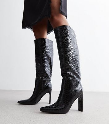 Faux snakeskin over sales the knee boots