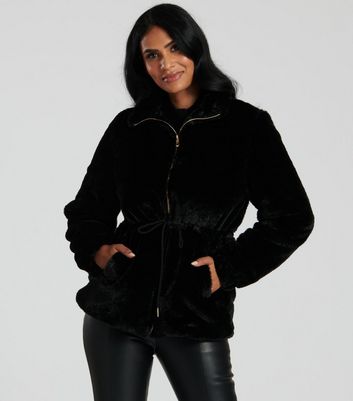 Black faux fur bomber jacket clearance womens