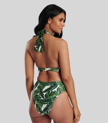 Green leaf store print swimsuit