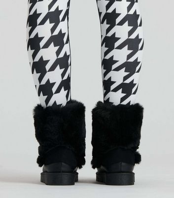 Black and hotsell white fur boots