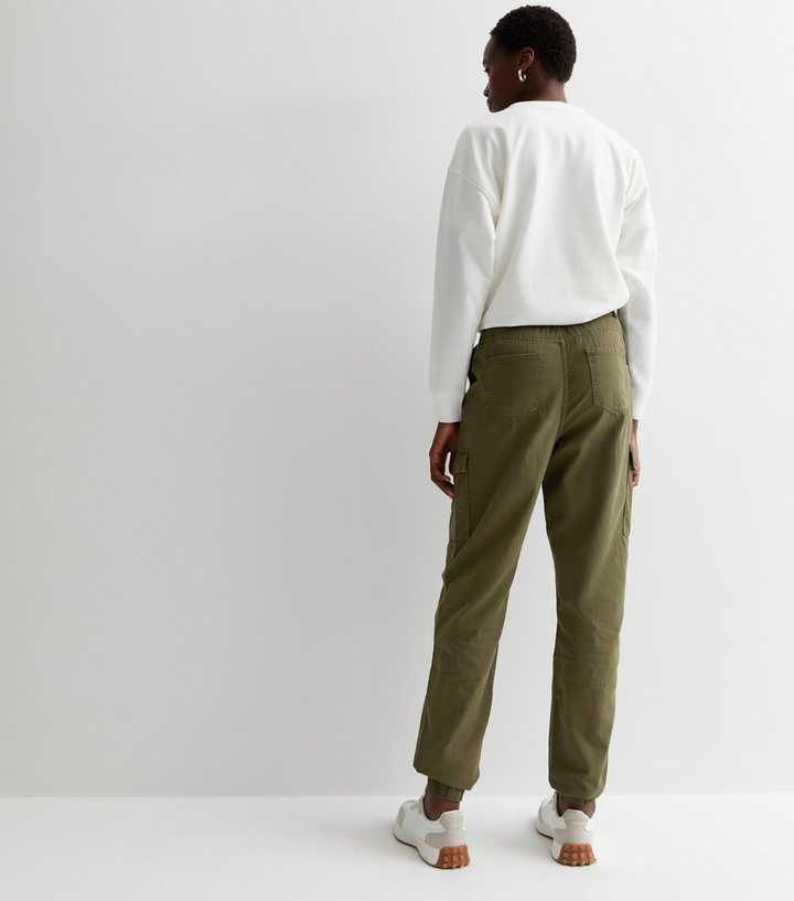 New Look Khaki Cotton Cuffed Cargo Trousers