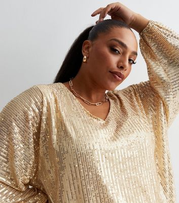 Gold discount sequin blouse