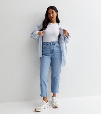 Petite Blue Waist Enhance Tori Mom Jeans New Look