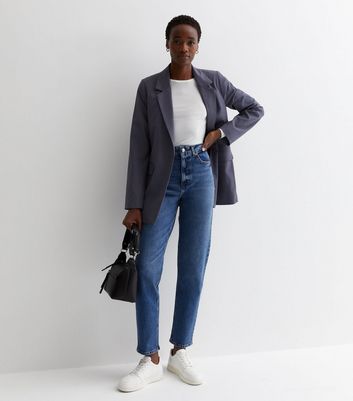 Tall Blue Waist Enhance Tori Mom Jeans New Look