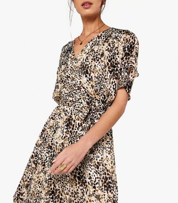 Cream leopard cheap print dress