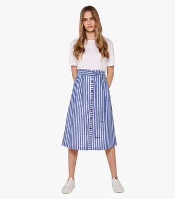 Button front shop striped skirt